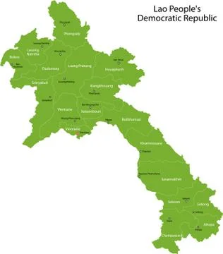 Green Laos map Stock Illustration