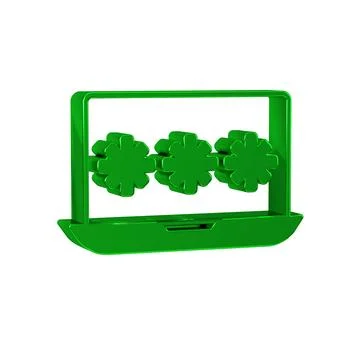 Green Laptop with password notification icon isolated on transparent background Stock Illustration