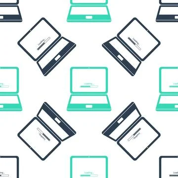 Green Laptop update process with loading bar icon isolated seamless pattern on Stock Illustration