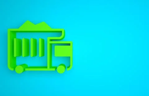Green Large industrial mining dump truck icon isolated on blue background. Big Stock Illustration
