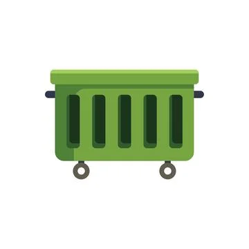 Green large trash container with wheels standing open for loading Stock Illustration