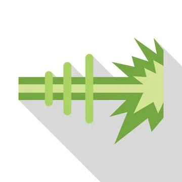 Green laser beam emitting light energy with long shadow Stock Illustration
