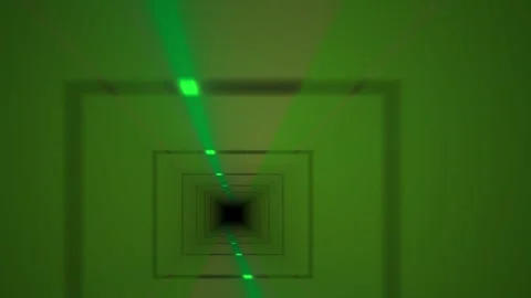 Green laser beam hitting target center. Stock Footage 340032323