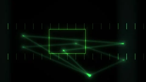 Green laser beams and rectangle frame. Video stock 334885188