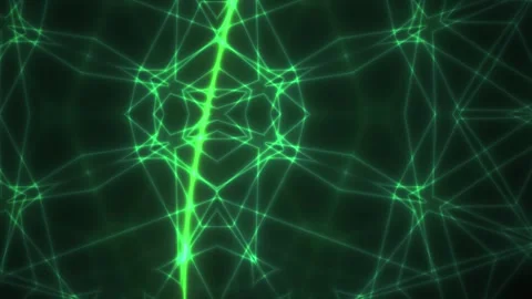 Green laser beams intersecting in a complex network pattern. Stockbeeldmateriaal 336701952