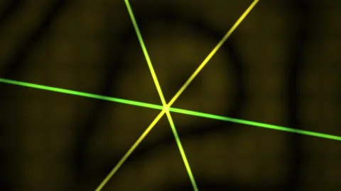 Green laser beams intersecting in dark background. Stock Footage 335961515