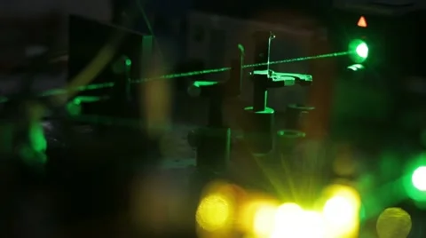 Green laser in the laboratory 2 Stock Footage