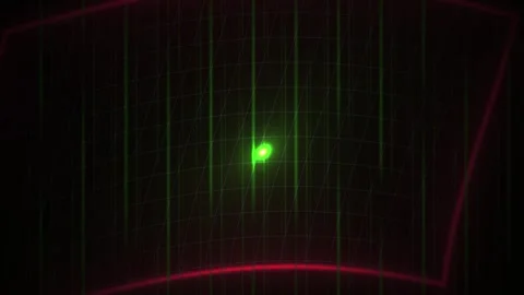 Green laser light in dark room with red lines. Stock Footage 337476118