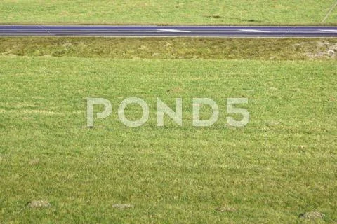 Green lawn and road Stock Photos