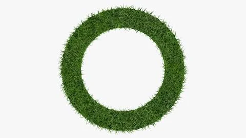 Green lawn circle on white background,3d rendering Stock Illustration