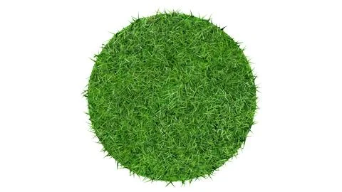 Green lawn circle on white background,3d rendering Stock Illustration