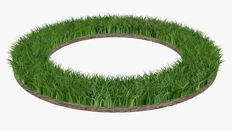 Green lawn circle on white background,3d rendering Stock Illustration