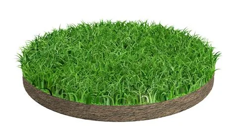 Green lawn circle on white background,3d rendering Stock Illustration