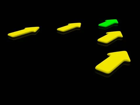 Green leadership pointer on black. 3d green leadership pointer on black. 3... Stock Photos