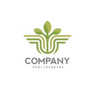 Green leaf abstract line arrow Logo Stock Illustration