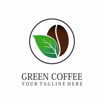Green leaf and coffee bean shape design. Stock Illustration