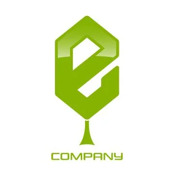Green leaf and letter E logo Stock Illustration