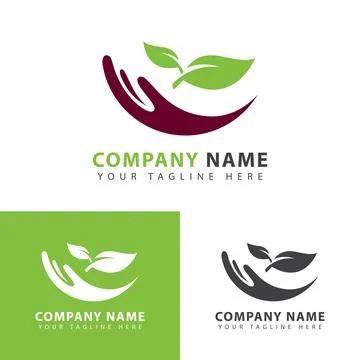 Green leaf and palm logo Stock Illustration