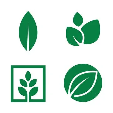 Green leaf and plant vector icons set Vector Ilustração Stock
