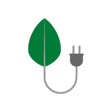 Green leaf and plug icon isolated on white background. 스톡 일러스트