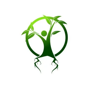 Green Leaf and Root Vector Logo Template Stock Illustration