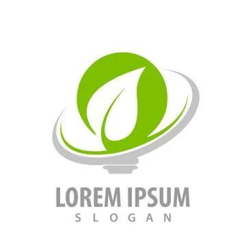 Green leaf arrow bulb logo concept design. Symbol graphic template element Stock Illustration
