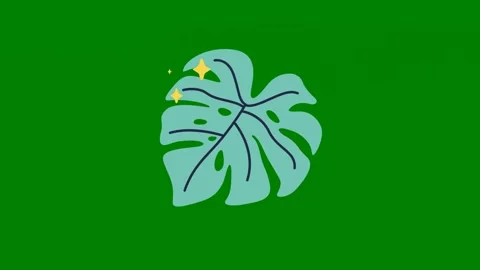 Green leaf background yellow star top blue flower the middle green screen Stock Footage 314067683