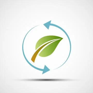 Green leaf with blue arrows Stock-Illustration