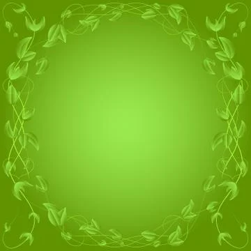 Green leaf border,on green background. Stock Illustration