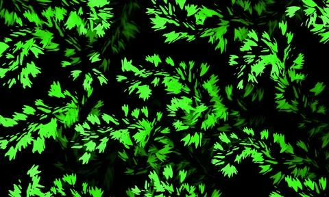 Green leaf branch pattern on black background Stock Illustration