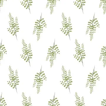 Green leaf branch seamless pattern for paper design. Stock Illustration