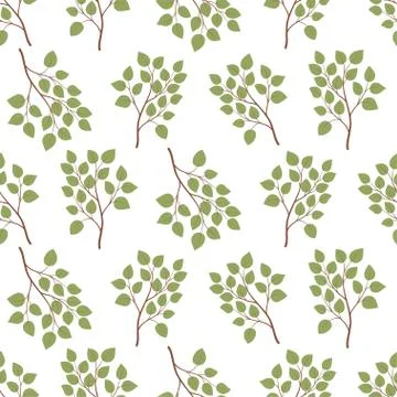 Green leaf branch seamless pattern. Stock Illustration