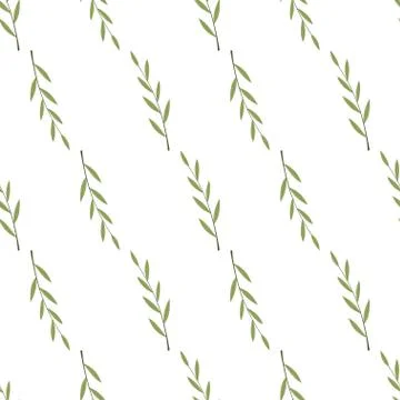 Green leaf branch seamless pattern for decoration design. Illustrazione stock