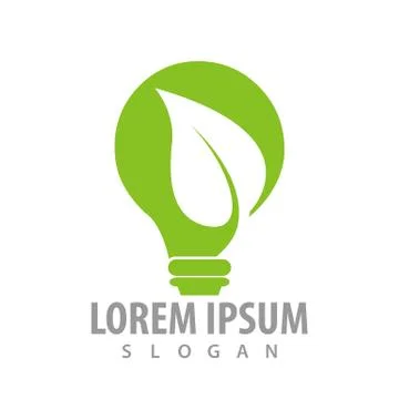 Green leaf bulb logo concept design. Symbol graphic template element Stock Illustration