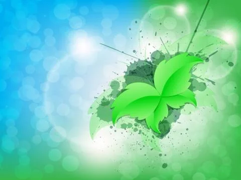 Green leaf butterfly background Stock Illustration