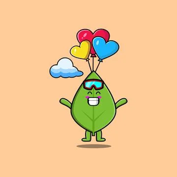 Green leaf cartoon character with different expressions  Illustrazione stock