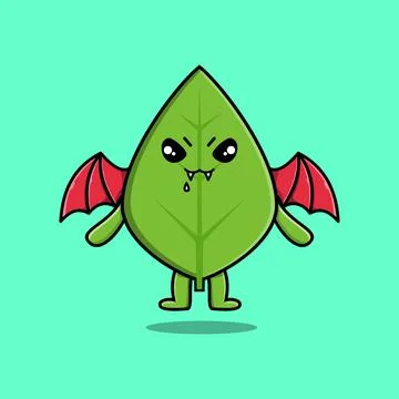 Green leaf cartoon character with different expressions  Stock Illustration