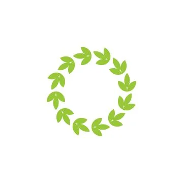 Green leaf circle frame. Vector logo icon template Stock Illustration