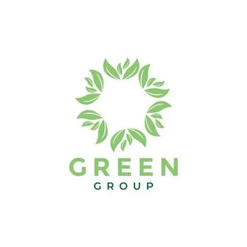 Green leaf circle group logo design vector graphic symbol icon illustration.. Stock Illustration