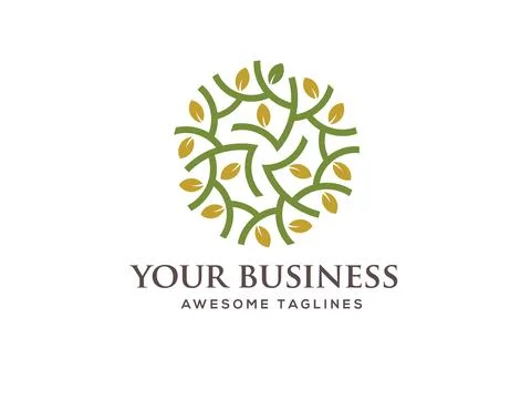 Green leaf circle logo concept Stock Illustration