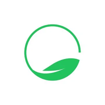 Green Leaf Circle Logo Design Nature, Ecology, Sustainability, Organic Stock Illustration