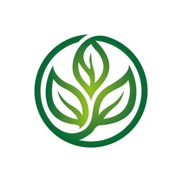 Green Leaf Circle Logo Design for Organic and Eco Business 스톡 일러스트