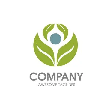 Green Leaf with circle logo Stock Illustration