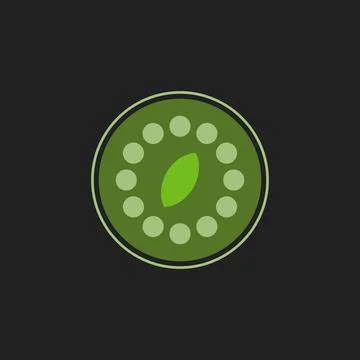 Green leaf with circle shape badge logo vector illustration Stock Illustration