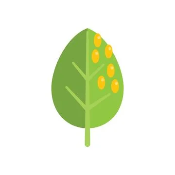 Green leaf covered in yellow aphids illustration indicating plant disease Stock Illustration