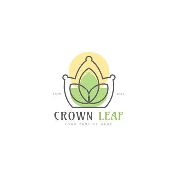 Green leaf with crown logo design icon illustration Stock Illustration