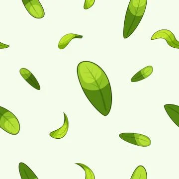 Green leaf decoration seamless pattern with light green color background Stock Illustration