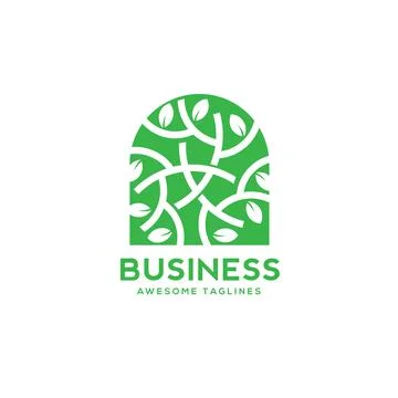 Green leaf decorative window logo Stock Illustration