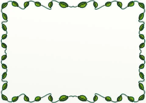 Green Leaf Doodle Page Border Decor Stock-Illustration