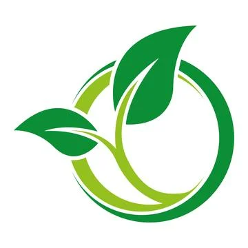 Green Leaf Eco Circle Logo Template Icon Vector Nature Design Modern Stock Illustration